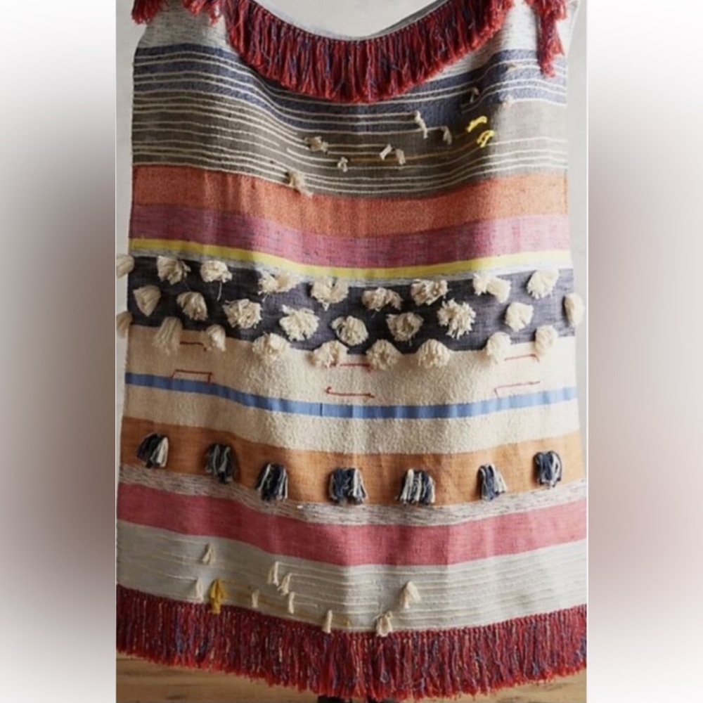 Anthropologie All Roads Yucca throw in red cream and gray. Discontinued.